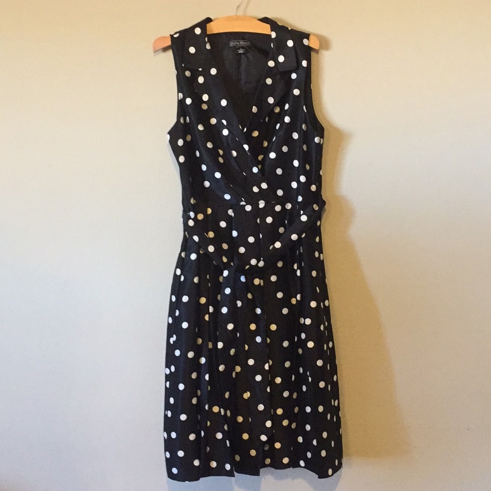 Jessica Howard sz 16 Black White Poka Dot Dress